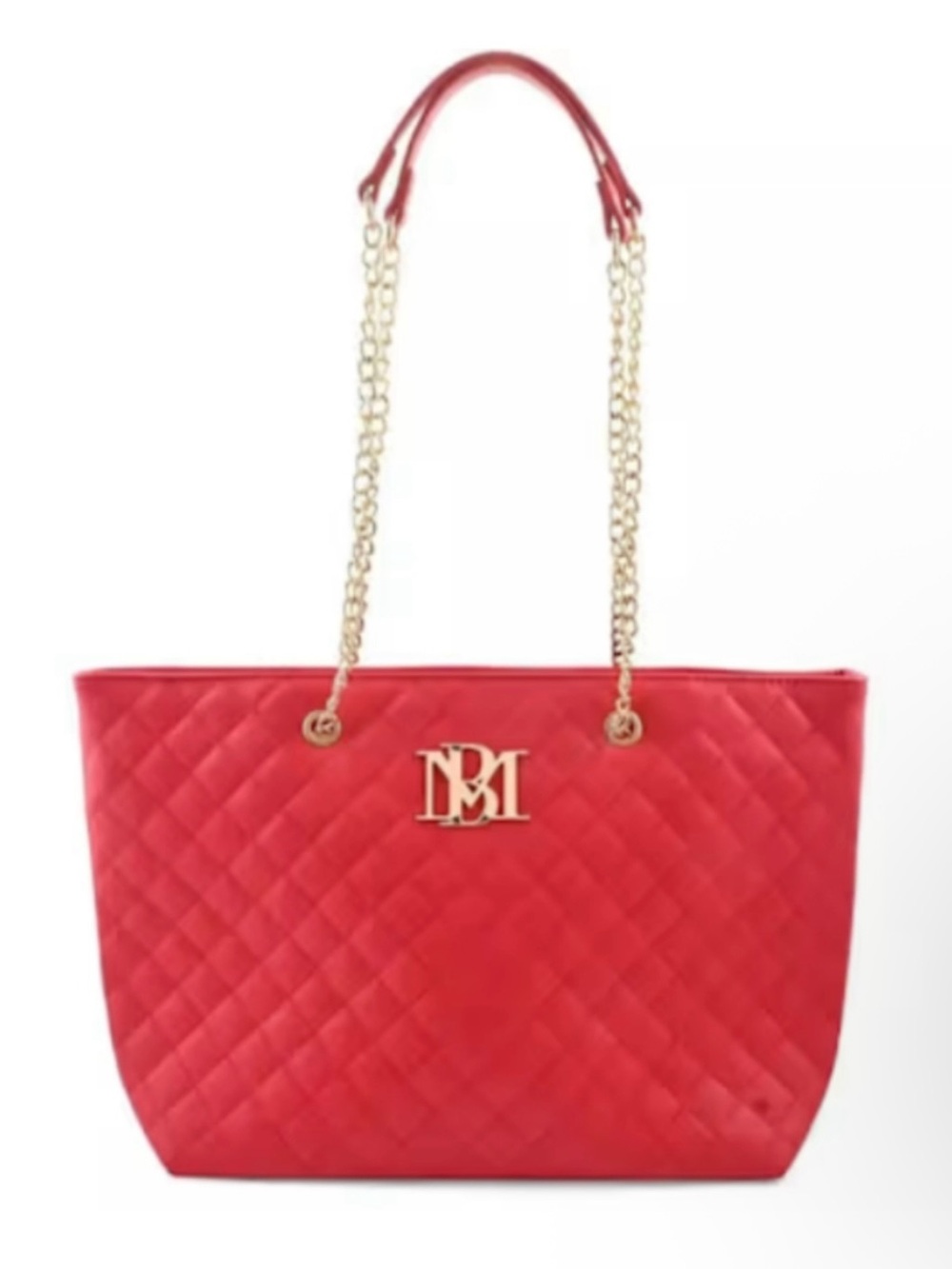 Badgley Mischka Red Quilted Chain Strap Tote Bag NWT